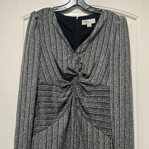 Rachel Zoe sparkly midi dress with puff sleeves